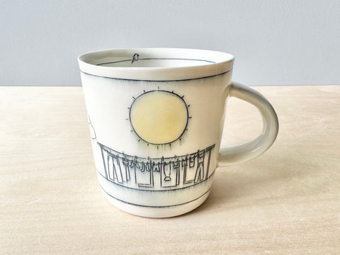Clothesline, Sun, & Birds Mug (16 oz)