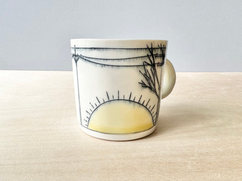 Trees & Powerlines w/Sun & Birds Mug (10 oz)