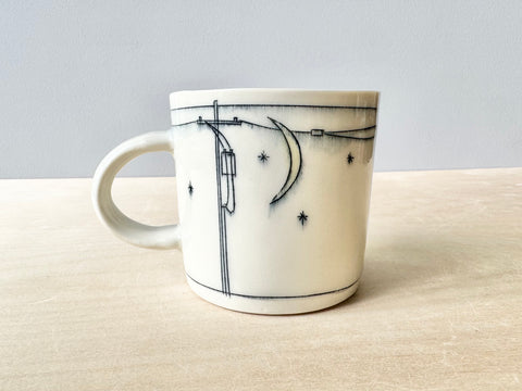 Trees & Powerlines w/Sun & Birds Mug (10 oz)